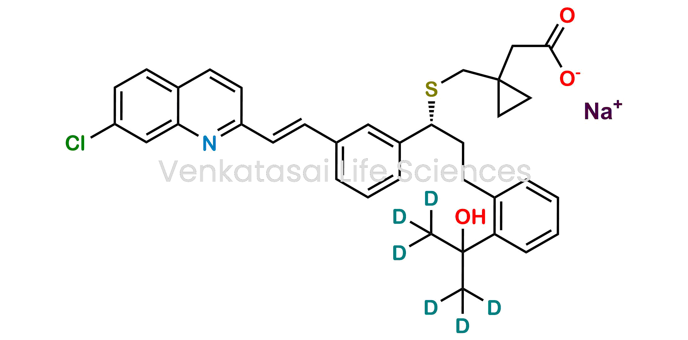 1-[1-[[[(1R)-1-[3-[(1E)-2-(7-Chloro-2-quinolinyl)ethenyl]phenyl]-3-[2-(1-hydroxy-1-methylethyl-d6)phenyl]propyl]thio]methyl]cyclopropaneacetic Acid Sodium Salt