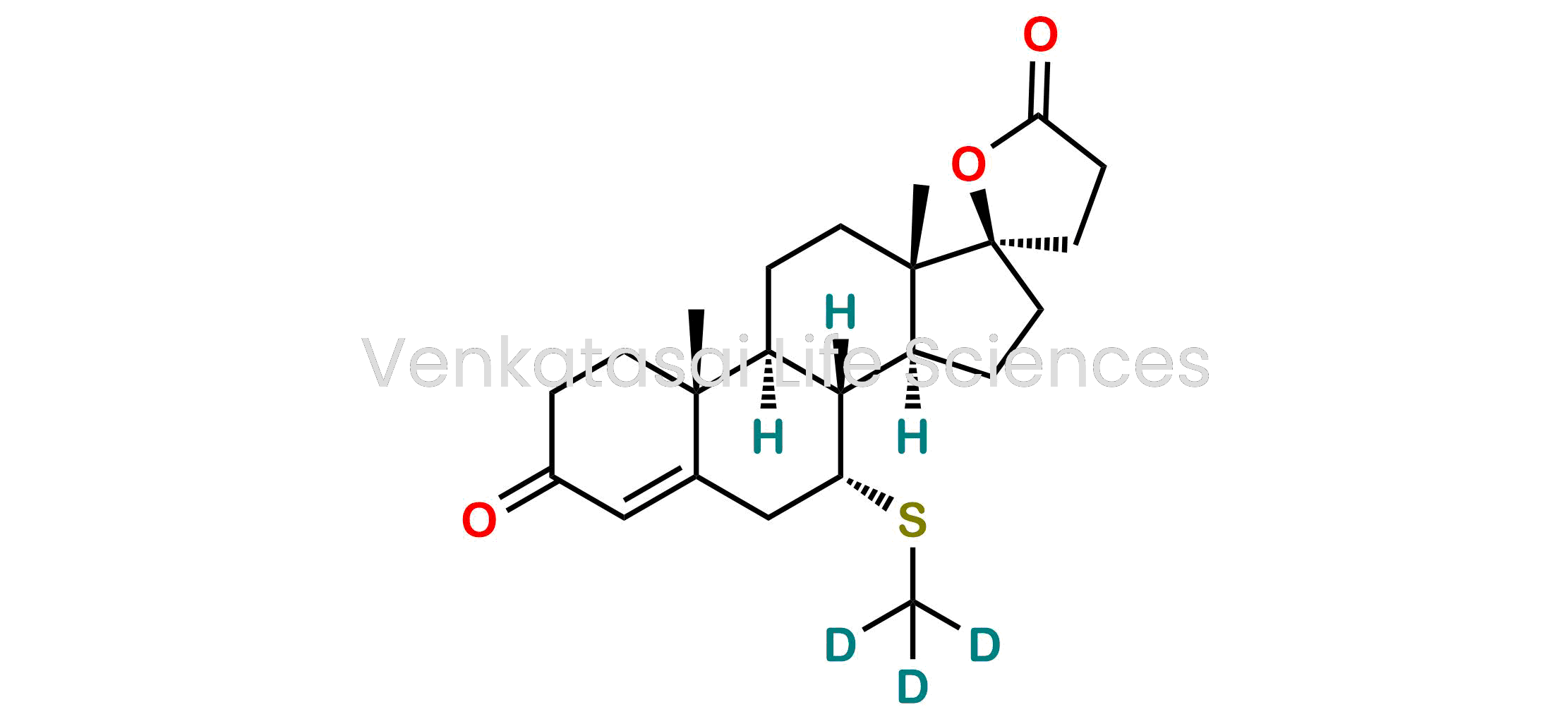 (7R,8R,9S,10R,13S,14S,17R)-10,13-dimethyl-7-((methyl-d3)thio)-1,3',4',6,7,8,9,10,11,12,13,14,15,16-tetradecahydro-5'H-spiro[cyclopenta[a]phenanthrene-17,2'-furan]-3,5'(2H)-dione