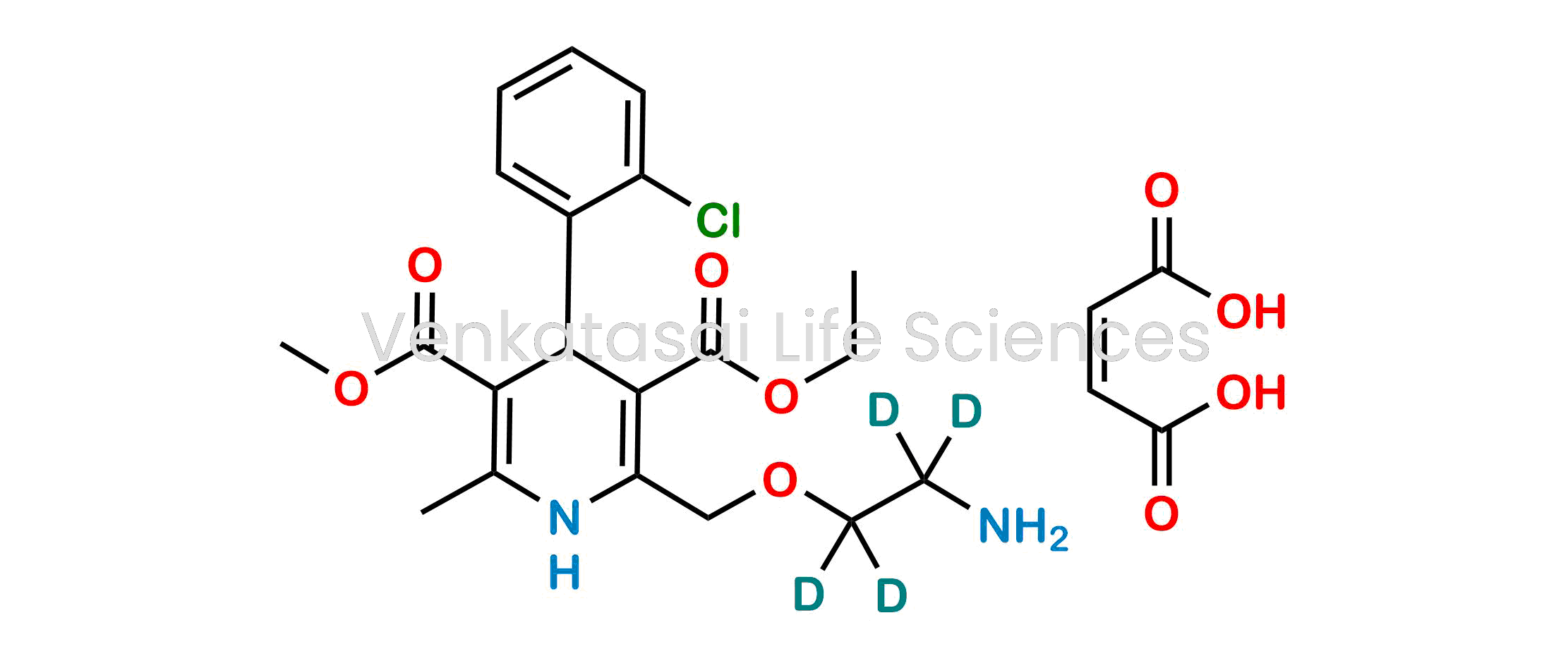 3-ethyl 5-methyl 2-((2-aminoethoxy-1,1,2,2-d4)methyl)-4-(2-chlorophenyl)-6-methyl-1,4-dihydropyridine-3,5-dicarboxylate maleate