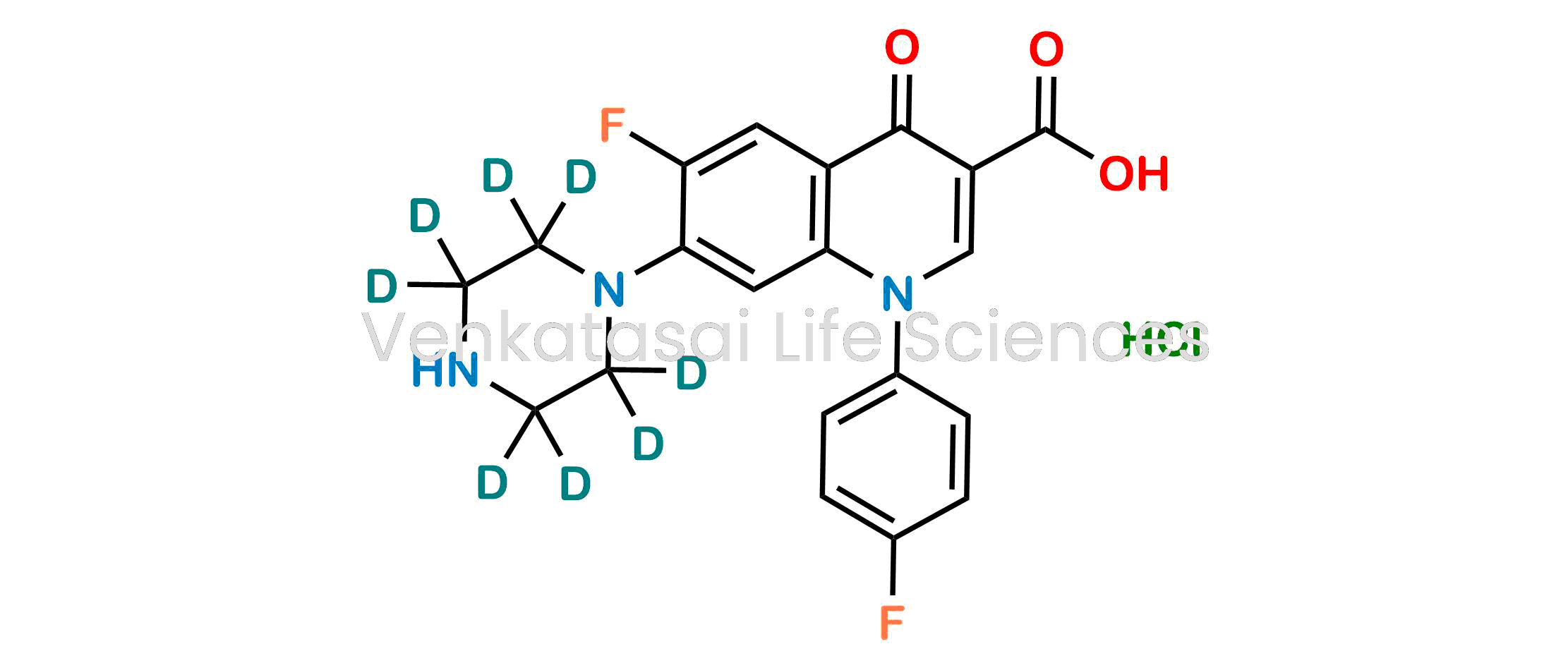 6-fluoro-1-(4-fluorophenyl)-4-oxo-7-(piperazin-1-yl-2,2,3,3,5,5,6,6-d8)-1,4-dihydroquinoline-3-carboxylic acid hydrochloride