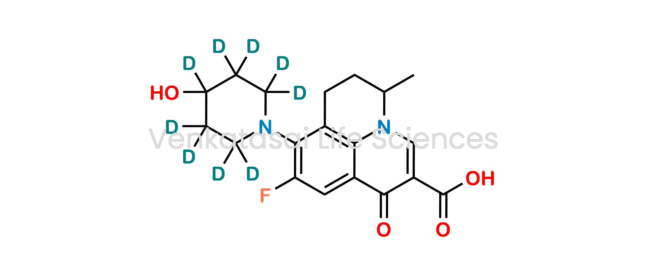 9-fluoro-8-(4-hydroxypiperidin-1-yl-2,2,3,3,4,5,5,6,6-d9)-5-methyl-1-oxo-6,7-dihydro-1H,5H-pyrido[3,2,1-ij]quinoline-2-carboxylic acid