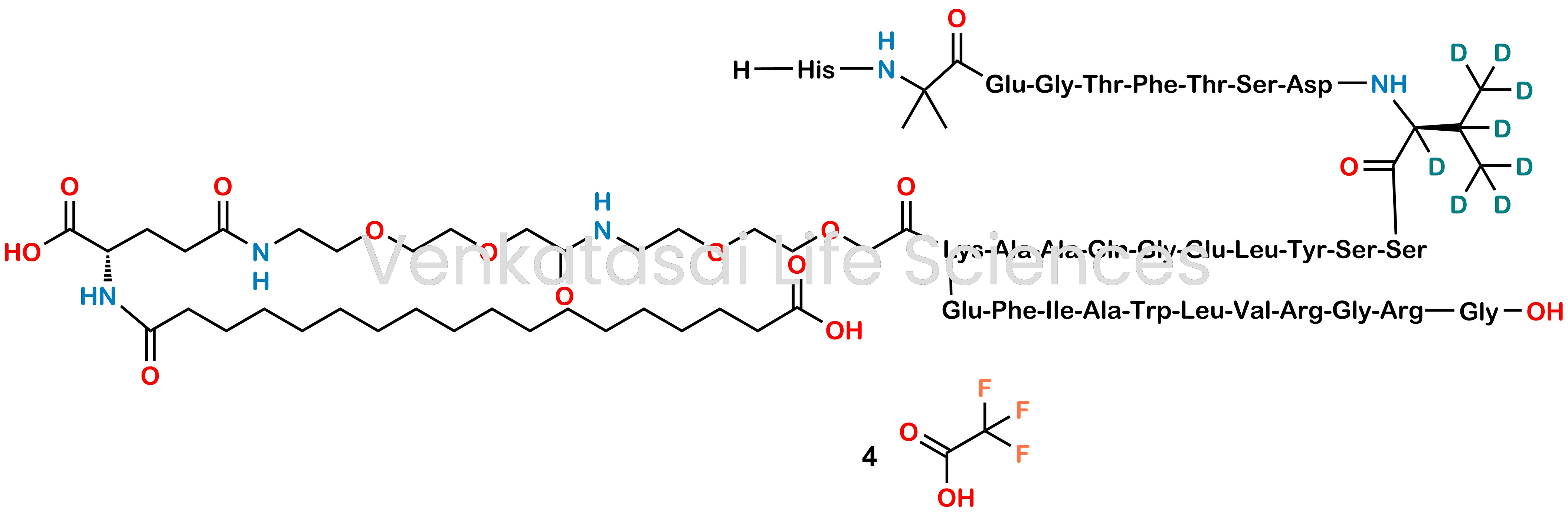 L-histidyl-2-methylalanyl-L-a-glutamylglycyl-L-threonyl-L-phenylalanyl-L-threonyl-L-seryl-L-a-aspartyl-L-valyl-d8-L-seryl-L-seryl-L-tyrosyl-L-leucyl-L-a-glutamylglycyl-L-glutaminyl-L-alanyl-L-alanyl-N6-[N-(17-carboxy-1-oxoheptadecyl)-L-?-glutamyl-2-[2-(2-