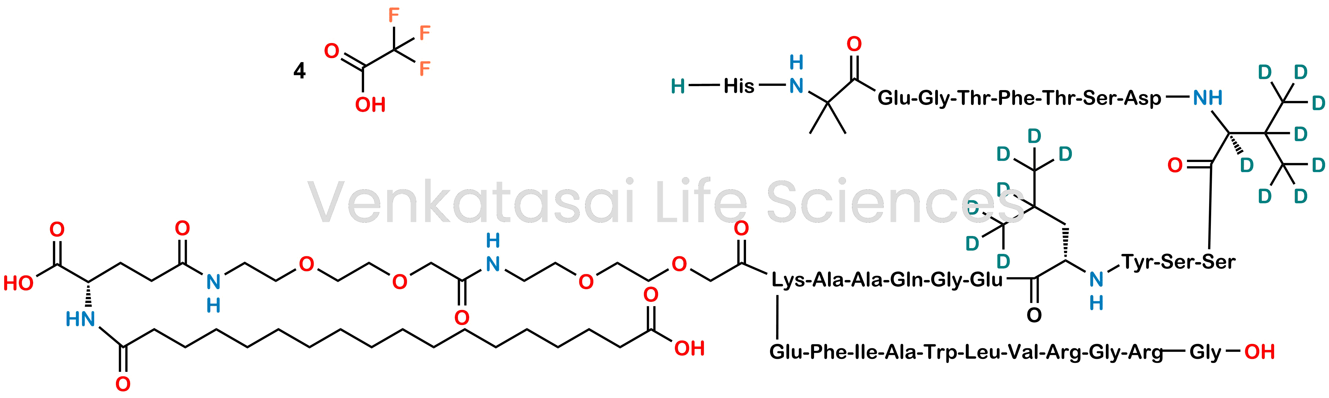 L-histidyl-2-methylalanyl-L-a-glutamylglycyl-L-threonyl-L-phenylalanyl-L-threonyl-L-seryl-L-?-aspartyl-L-valyl-d8-L-seryl-L-seryl-L-tyrosyl-L-leucyl-d7-L-?-glutamylglycyl-L-glutaminyl-L-alanyl-L-alanyl-N6-[N-(17-carboxy-1-oxoheptadecyl)-L-?-glutamyl-2-[2-