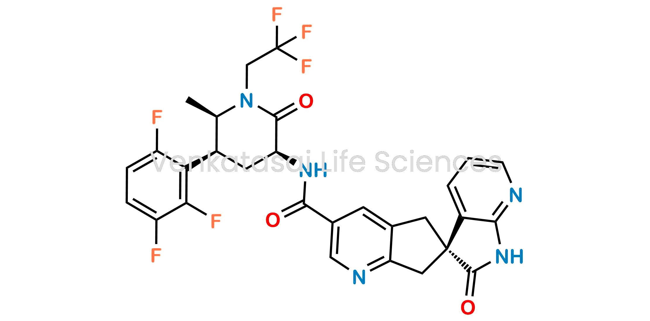 (S)-N-((3S,5S,6R)-6-Methyl-2-oxo-1-(2,2,2-trifluoroethyl)-5-(2,3,6-trifluorophenyl)piperidin-3-yl)-2'-oxo-1',2',5,7-tetrahydrospiro[cyclopenta[b]pyridine-6,3'-pyrrolo[2,3-b]pyridine]-3-carboxamide