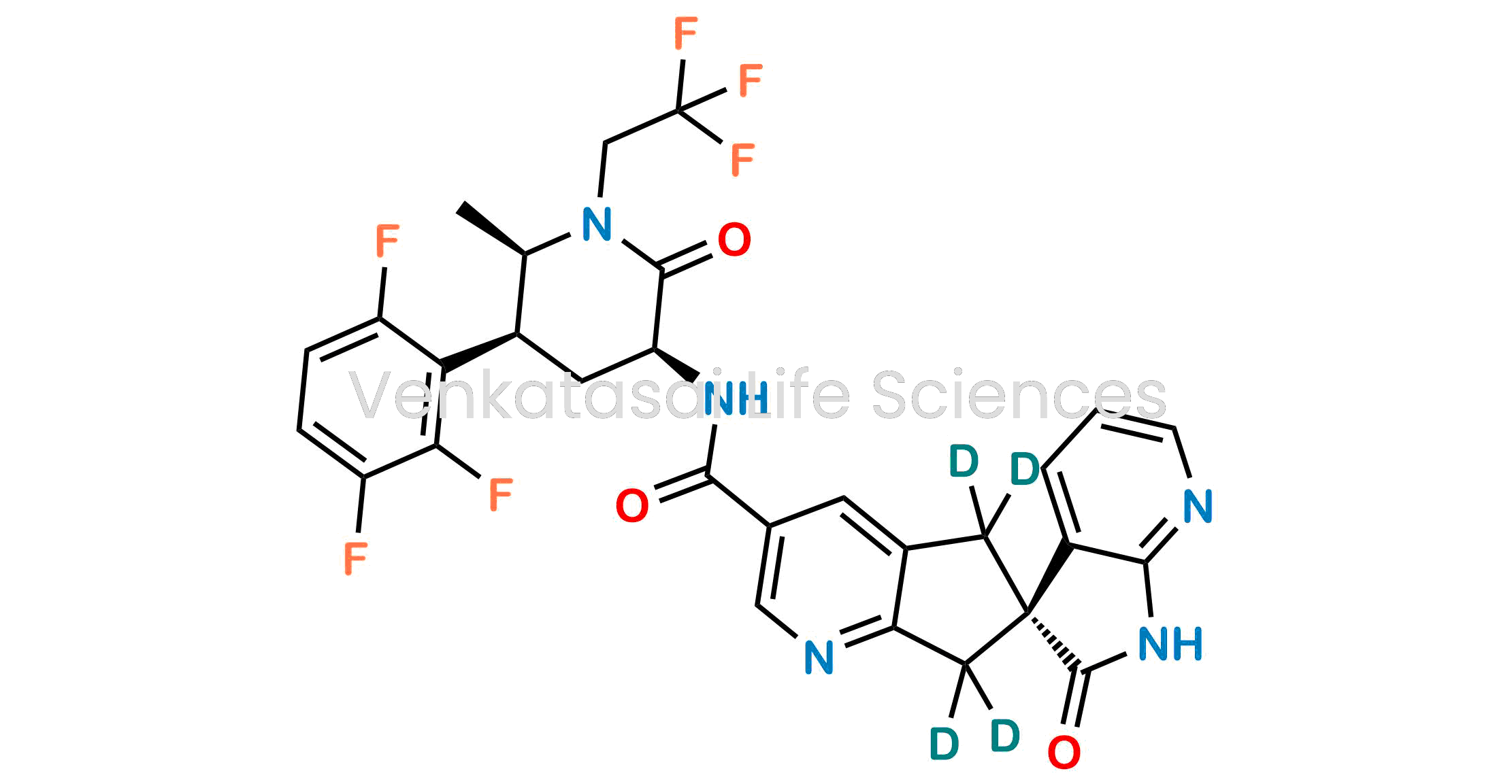 ?(S)-N-((3S,5S,6R)-6-methyl-2-oxo-1-(2,2,2-trifluoroethyl)-5-(2,3,6-trifluorophenyl)piperidin-3-yl)-2'-oxo-1',2',5,7-tetrahydrospiro[cyclopenta[b]pyridine-6,3'-pyrrolo[2,3-b]pyridine]-5,5,7,7-d4-3-carboxamide